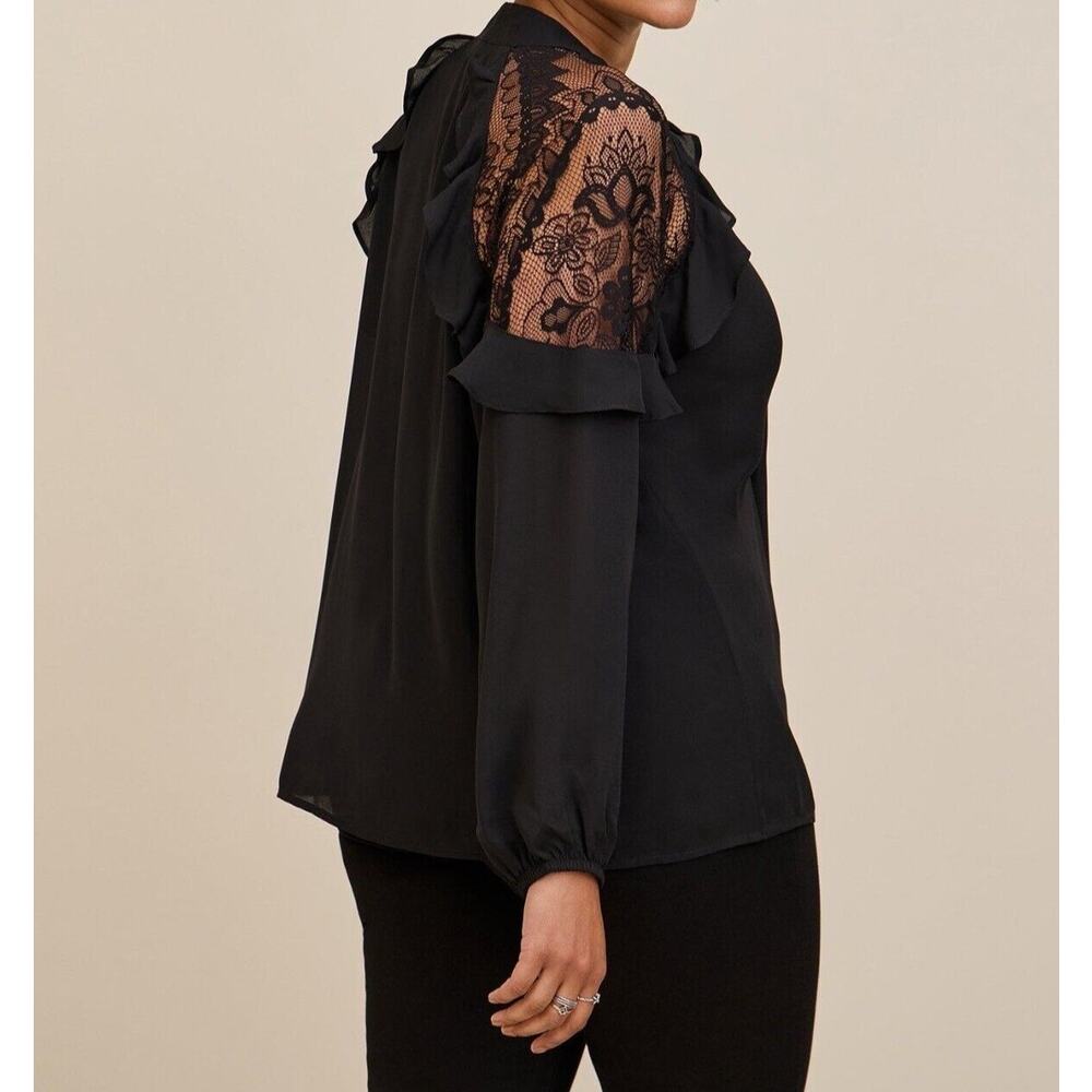 Torrid Georgette Crochet Inset Top Black Plus Size - Picture 3 of 12